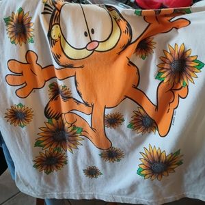 Vintage Garfield in Sunflowers Single Stitch T-Shirt One Size Jerry Leigh
